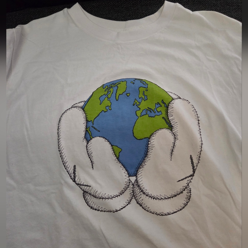 KAWS White Tee with Earth Graphic